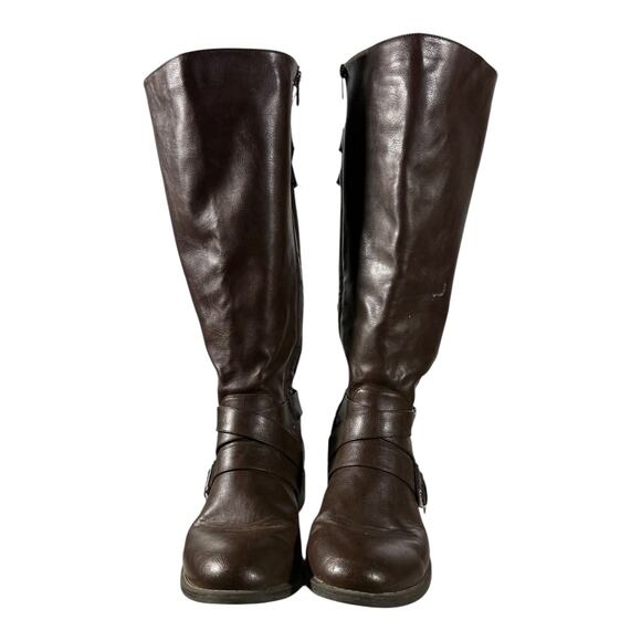 Torrid Women’s Brown Knee High Riding Boots Size 9.5 M Wide Calf Buckles - Picture 3 of 9